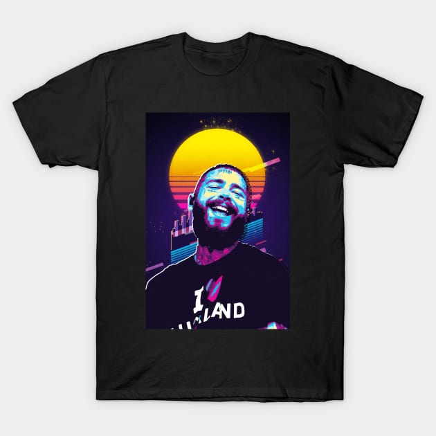 retro 80s post malone T-Shirt by bahullah_art